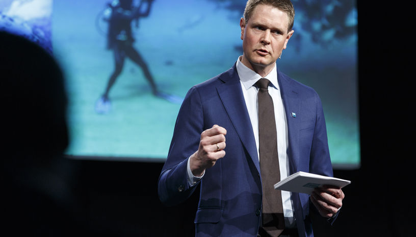 Harald Solberg on stage under the NSA annual conference 2018 
