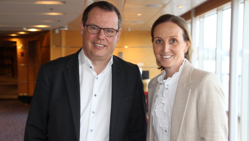 Einar Monstad, konserndirektør HR og Anette Aaser-Stene, konserndirektør bærekraft og compliance i Color Line. 