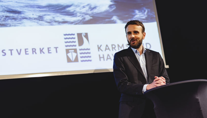 Næringsminister Jan Christian Vestre på Haugesundkonferansen. Foto: Haakon Nordvik