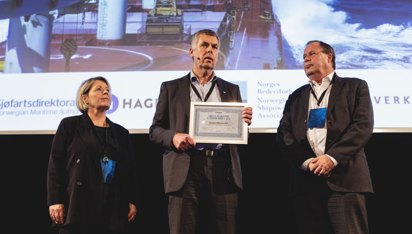 Solstad Offshore vant prisen for Årets Maritime Lærebedrift under Haugesundkonferansen 2023. Foto: Haakon Nordvik