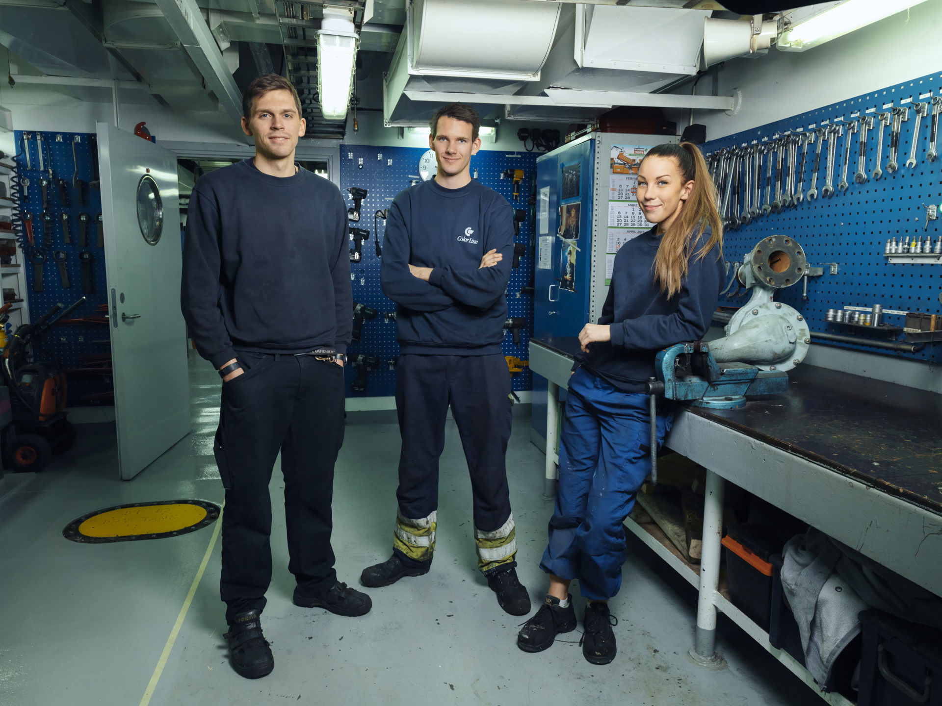 color line employees in the machine department on board color magic 