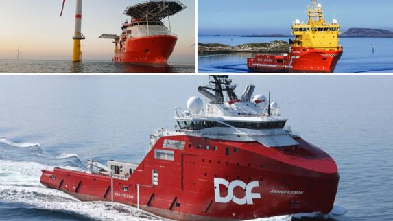 alt="collage av offshoreskip tilhørende DOF; Solstad Offshore og Eidesvik Offshore"